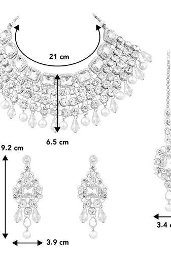 Aheli choker necklace with maang tikka earrings bridal wedding jewellery set gift for women