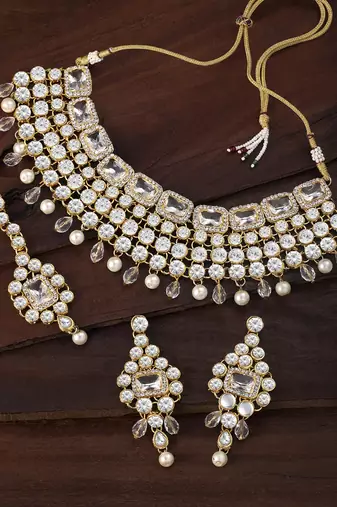 Aheli choker necklace with maang tikka earrings indian traditional bridal wedding jewellery set for women