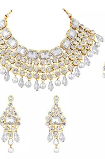 Aheli choker necklace with maang tikka earrings indian traditional bridal wedding jewellery set for women