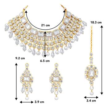 Aheli choker necklace with maang tikka earrings indian traditional bridal wedding jewellery set for women 4