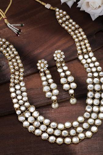 Aheli traditional kundan long necklace with earring jewellery set gift for women