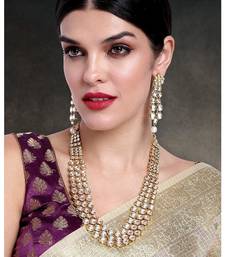 Aheli Kundan Long Necklace Earring Jewellery Set Women