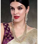 Aheli Kundan Long Necklace Earring Jewellery Set Women