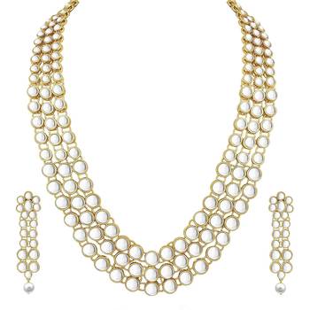 Aheli traditional kundan long necklace with earring jewellery set gift for women 3