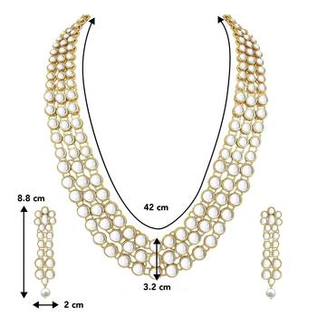 Aheli traditional kundan long necklace with earring jewellery set gift for women 4