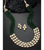 Aheli traditional green long necklace jewellery set with earring gift for women