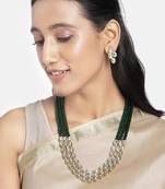 Aheli traditional green long necklace jewellery set with earring gift for women