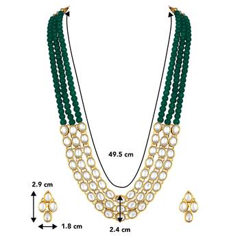 Aheli traditional green long necklace jewellery set with earring gift for women 4