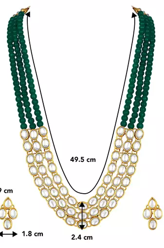 Aheli traditional green long necklace jewellery set with earring gift for women