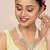 Aheli traditional white long necklace jewellery set with earring for women