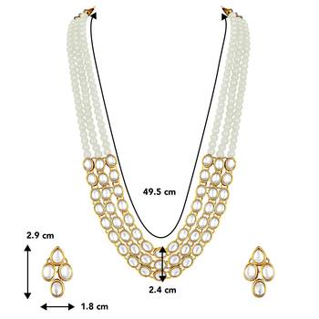 Aheli traditional white long necklace jewellery set with earring for women 4