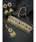 Aheli traditional choker necklace earring maang tikka jewellery set for women