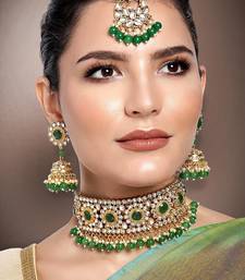 Aheli traditional choker necklace earring maang tikka jewellery set for women