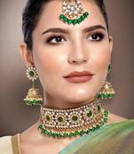 Aheli traditional choker necklace earring maang tikka jewellery set for women
