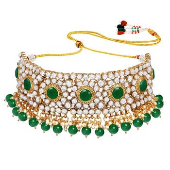 Aheli traditional choker necklace earring maang tikka jewellery set for women 4