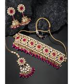 Aheli traditional choker necklace earring maang tikka jewellery set for women