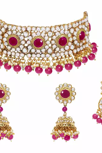 Aheli traditional choker necklace earring maang tikka jewellery set for women