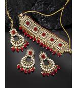 Aheli kundan choker necklace with earrings maang tikka for women indian traditional jewellery set