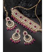 Aheli kundan choker necklace with earrings maang tikka for women traditional jewellery set