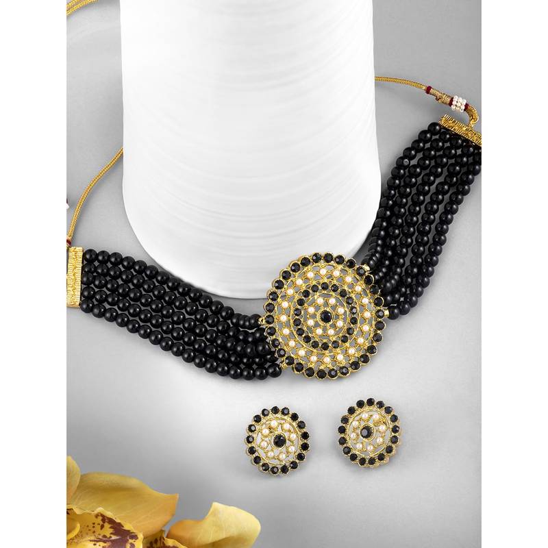 Aheli kundan choker necklace with round earrings traditional jewellery set for womens