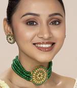 Aheli kundan choker necklace with big round stud earrings traditional jewellery set for women
