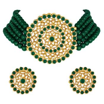 Aheli kundan choker necklace with big round stud earrings traditional jewellery set for women 3