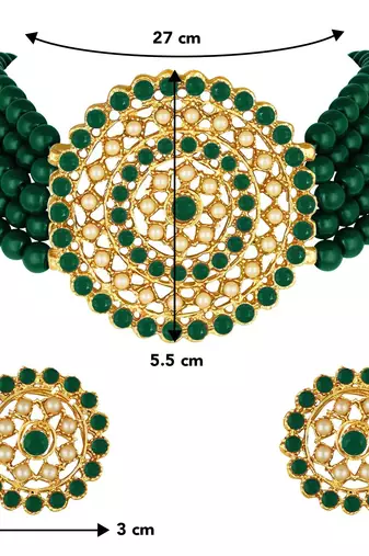 Aheli kundan choker necklace with big round stud earrings traditional jewellery set for women