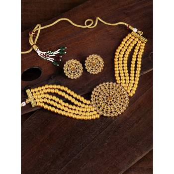 Aheli choker necklace with round earrings traditional jewellery set gift for women 1