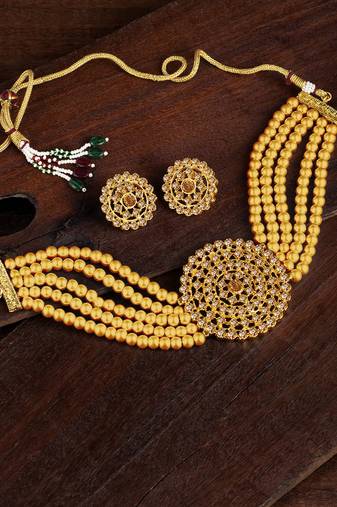 Aheli choker necklace with round earrings traditional jewellery set gift for women