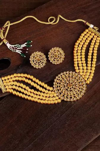 Aheli choker necklace with round earrings traditional jewellery set gift for women