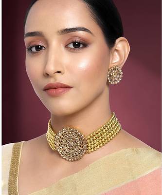 Aheli choker necklace with round earrings traditional jewellery set gift for women 2