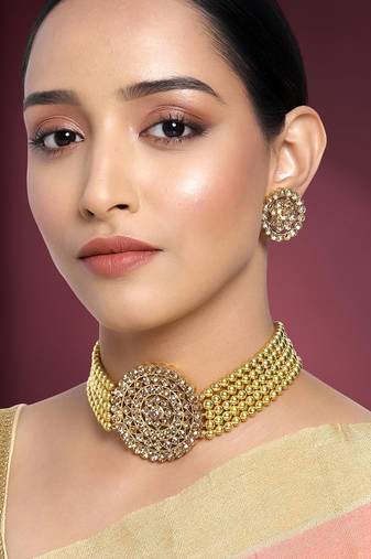 Aheli choker necklace with round earrings traditional jewellery set gift for women
