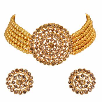 Aheli choker necklace with round earrings traditional jewellery set gift for women 3