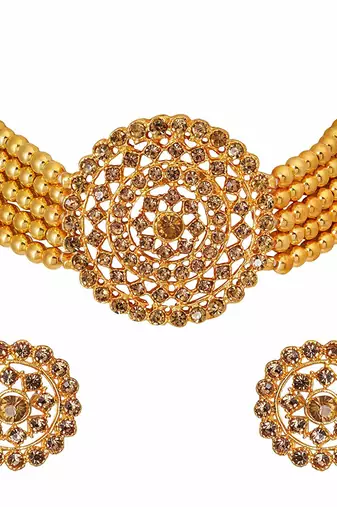 Aheli choker necklace with round earrings traditional jewellery set gift for women