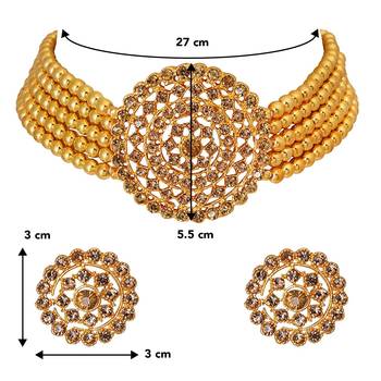 Aheli choker necklace with round earrings traditional jewellery set gift for women 4