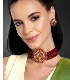 Aheli kundan choker necklace with round earrings traditional jewellery set for womens
