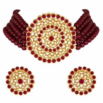 Aheli kundan choker necklace with round earrings traditional jewellery set for womens 3