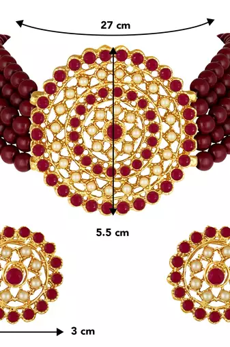 Aheli kundan choker necklace with round earrings traditional jewellery set for womens