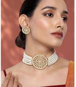 Aheli kundan choker necklace with round earrings traditional jewellery set for womens