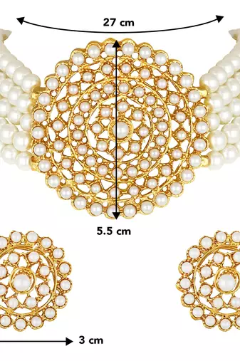 Aheli kundan choker necklace with round earrings traditional jewellery set for womens