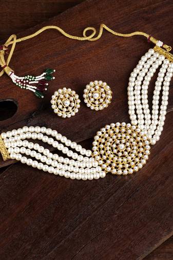 Aheli choker necklace with round earrings traditional jewellery set for women girls