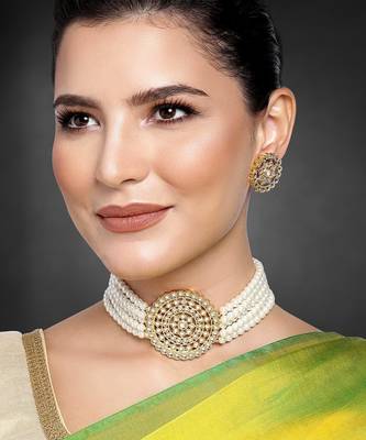 Aheli choker necklace with round earrings traditional jewellery set for women girls 2