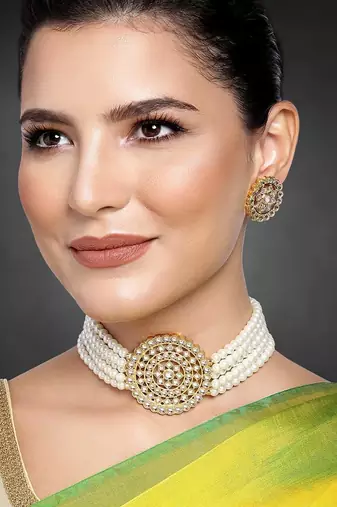 Aheli choker necklace with round earrings traditional jewellery set for women girls