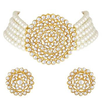 Aheli choker necklace with round earrings traditional jewellery set for women girls 4