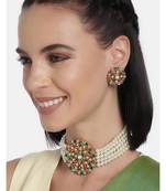 Aheli kundan choker necklace with round earrings traditional jewellery set for womens