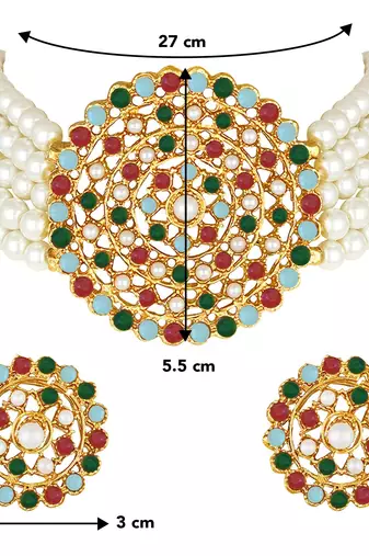 Aheli kundan choker necklace with round earrings traditional jewellery set for womens