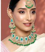Aheli choker necklace with earrings maang tikka for women girls indian traditional jewellery set