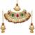 Aheli kundan pearl adjustable choker necklace with earrings maang tikka for women indian traditional jewellery set