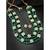 Aheli green layered long necklace jewellery set with floral earrings for women