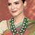 Aheli green layered long necklace jewellery set with floral earrings for women